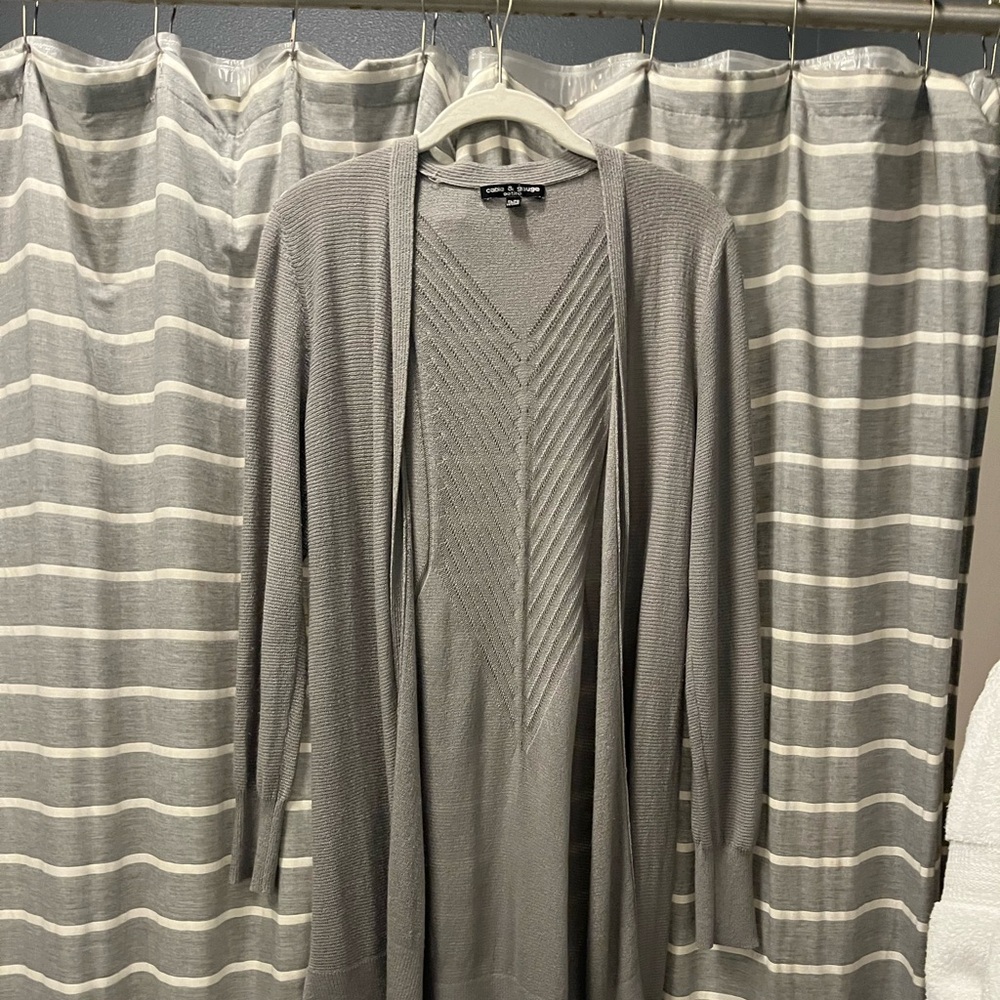 Cable and Gage Gray Long Cardigan